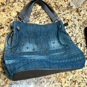 Denim Bag with Rhinestones